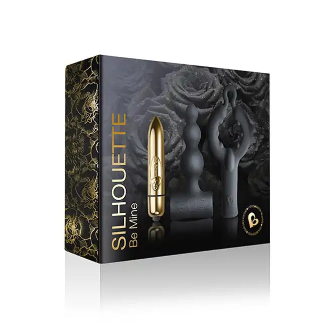 Be Mine - Black Silhouette Set - fantastyczny zestaw - wibrator, ring oraz korek analny