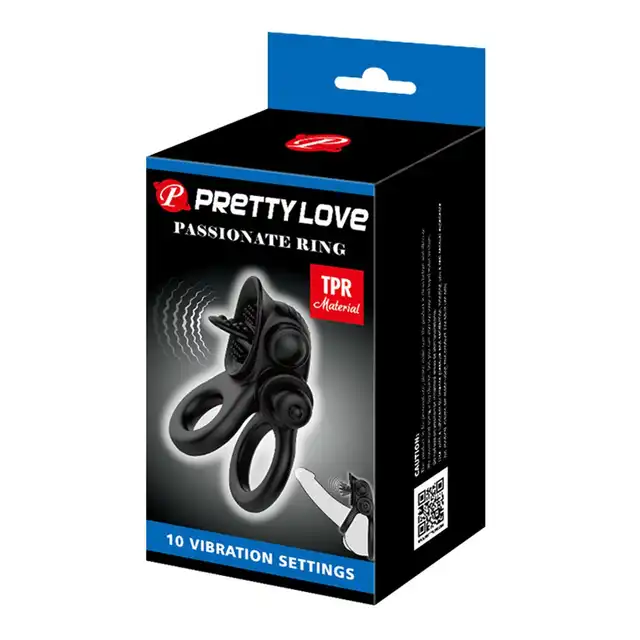Pretty Love - Passionate Ring. Czarny pierścień z wibrującym języczkiem