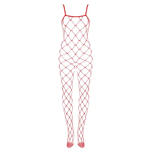 Obsessive - Bodystocking N102 czerwone S/M/L. Drapieżny i namiętnie czerwony 