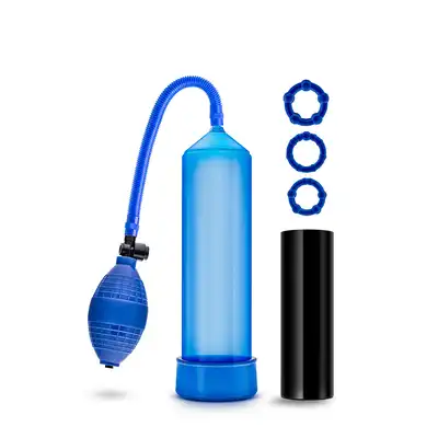 Quickie Kit - Go Big Blue - niebieska pompka do penisa