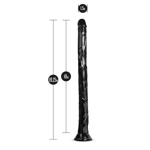 Jet - Black Mamba 19". Czarne długie i elastyczne dildo z przyssawką, 49,7 cm!