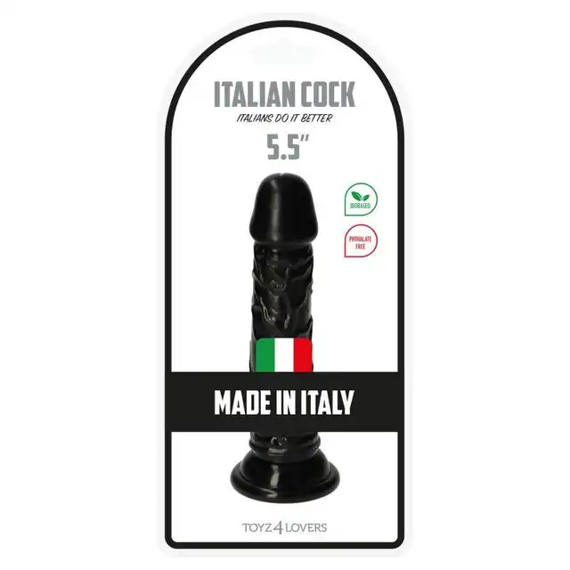 Toyz 4 Lovers - Italian Cock. Rino Black. Mały realistyczny czarny 14cm  penis z włoskiej manufaktury.