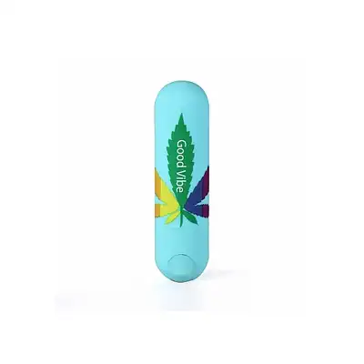 Maia Novelties - Jessi 420 Blue USB. Mini bullet z  liściem konopii