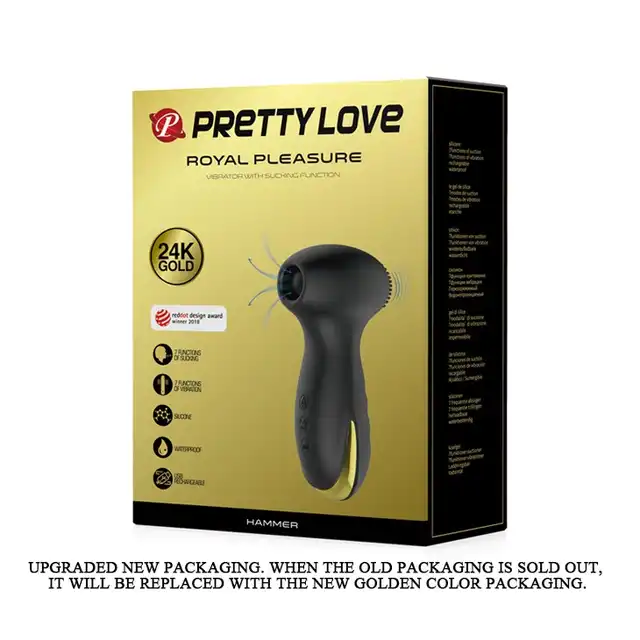 Pretty Love  - Royal Gold Love Hammer. Luksusowy stumulator łechtaczki. 7 funkcji ssania, 7 programów. USB. Absolutnie zachwycający.