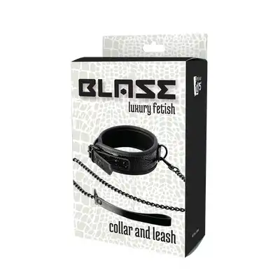 BLAZE COLLAR AND LEASH CROCO BLACK