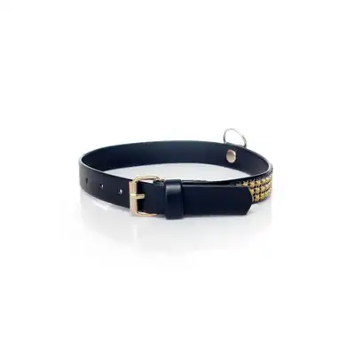 Fetish Boss Series - Collar with Crystals. Złota obroża z kryształkami. Zabłyśnij przed swoim partnerem z kryształami na swojej szyi.
