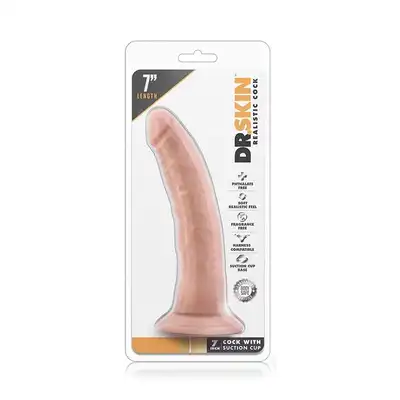 Dr. Skin - 7inch Cock Suction Cup Vanilla - dildo od długości 19 cm z przyssawką