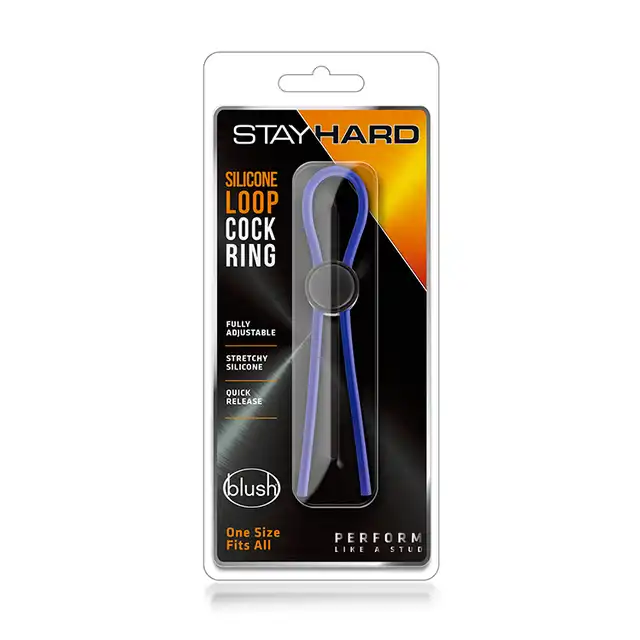 Stay Hard - Loop Cock Blue. Silikonowy ring erekcyjny w formie lasso