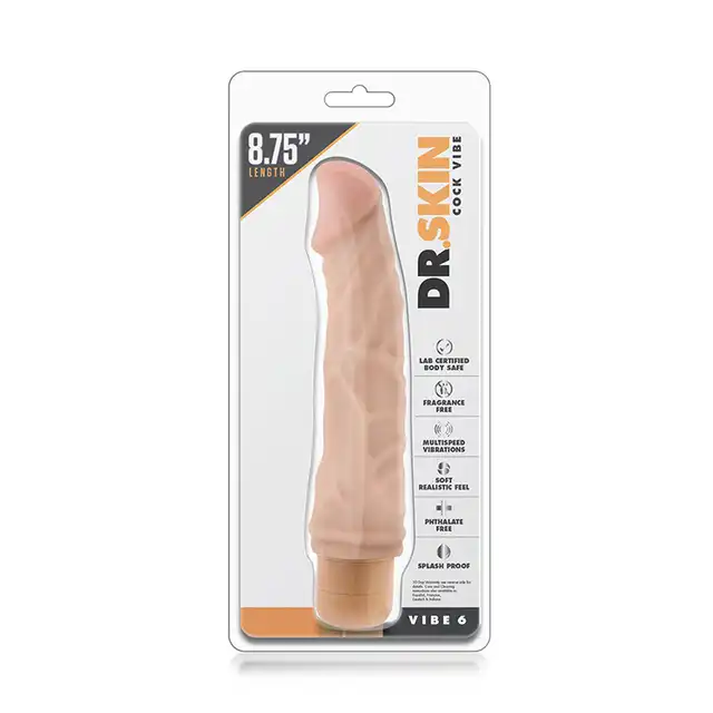 Dr. Skin - Vibe 6 Flesh - 21,5 cm wibrator o żylastej strukturze z niesamowitymi wibracjami!