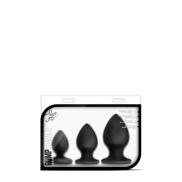 Luxe - Rump Rimmer Kit Black. Zestaw treningowych 3 korków analnych. Gładki silikon
