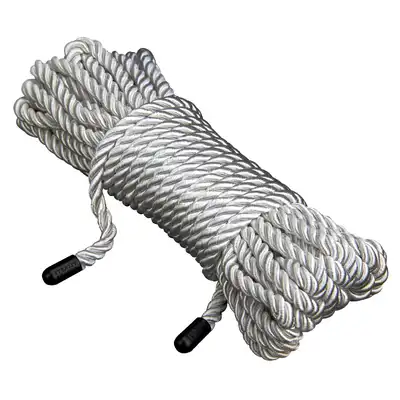 Steamy Shades -  Silver Rope 10 m. Jedwabista srebrna lina z metalowymi końcówkami 
