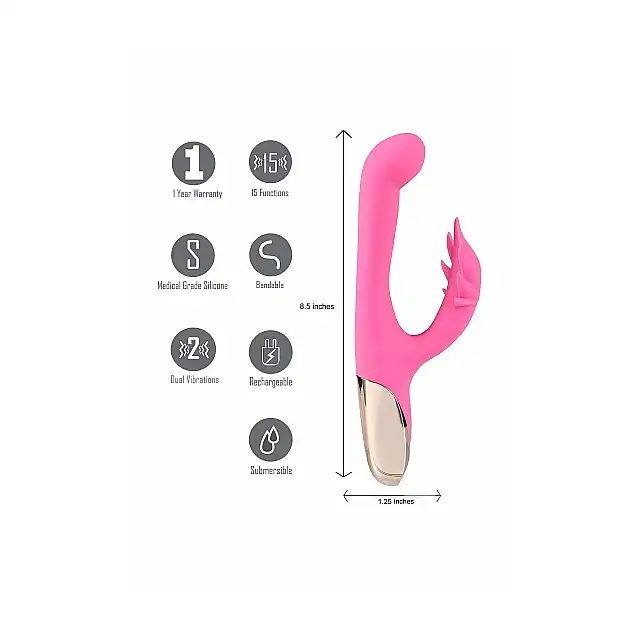 Maia Novelties - Maul Pink USB. 15 funkcji. Inspirowany liśćmi konopii. Super wibracje