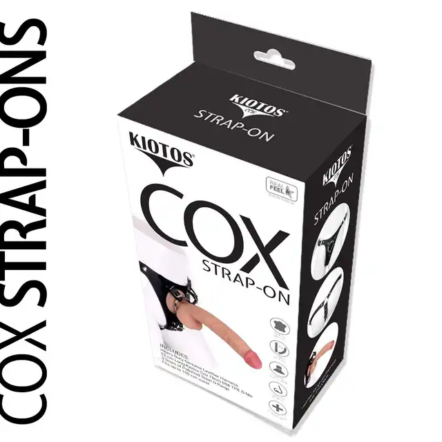 Kiotos Cox - Strap-On + Dildo 008. Czarna uprząż z dildo 22 cm
