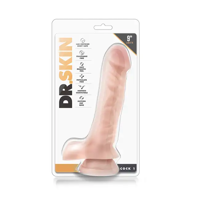 Dr.Skin -Realistic Cock Basicv 9. Realistyczne dildo 22,8 cm z przyssawką. Wyraźna główka