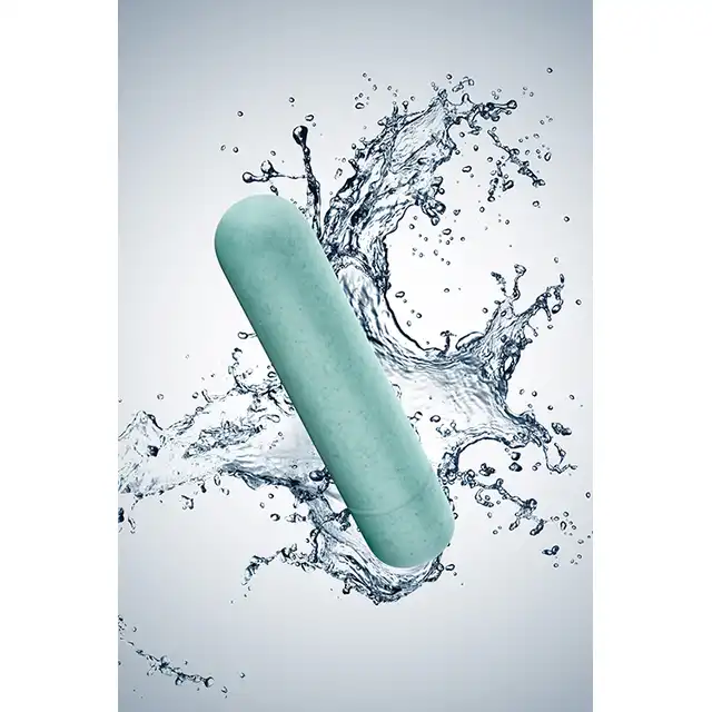 Gaia - Eco Bullet Aqua. Biodegradowalny mini wibrator w uroczym kolorze! 6,5 cm x 1,8 cm