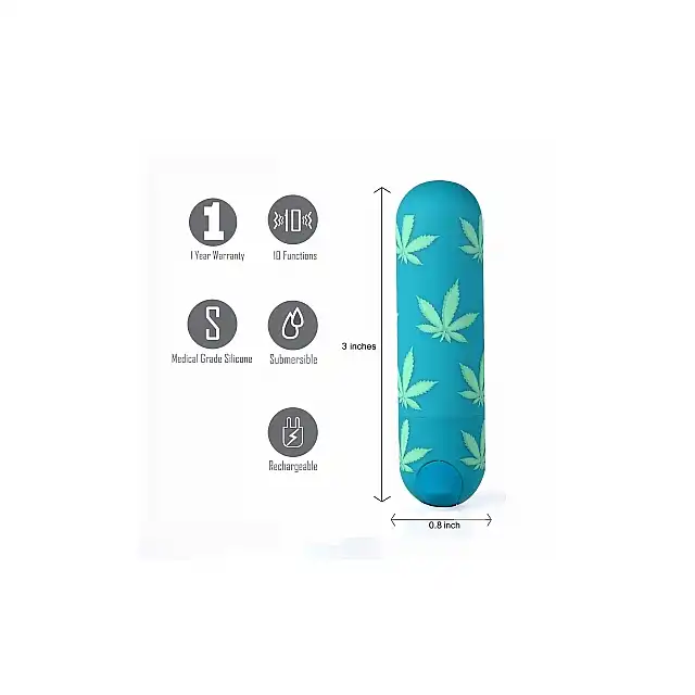 Maia Novelties - Jessi 420 USB. Mini wibrator w liście konopii