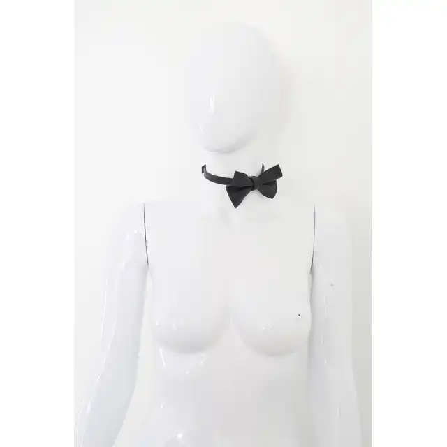 Kiotos - Collar Fly Leather - elegancka, skórzana, czarna obroża z muchą
