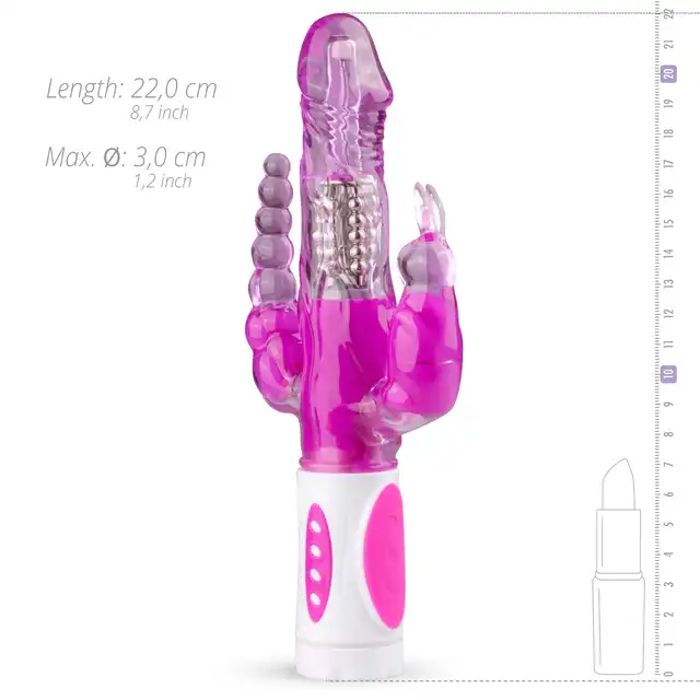 Easy Toys - Raving Rabbit Vibrator. Potrójny wibrator waginalno-analny z rotującymi kuleczkami. G-spot. 2 silniki. 12 programów. Fantastyczny.