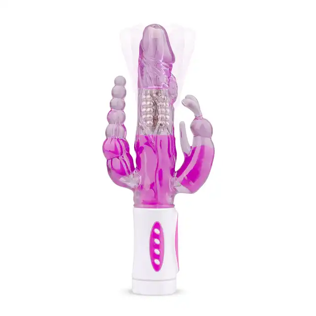 Easy Toys - Raving Rabbit Vibrator. Potrójny wibrator waginalno-analny z rotującymi kuleczkami. G-spot. 2 silniki. 12 programów. Fantastyczny.