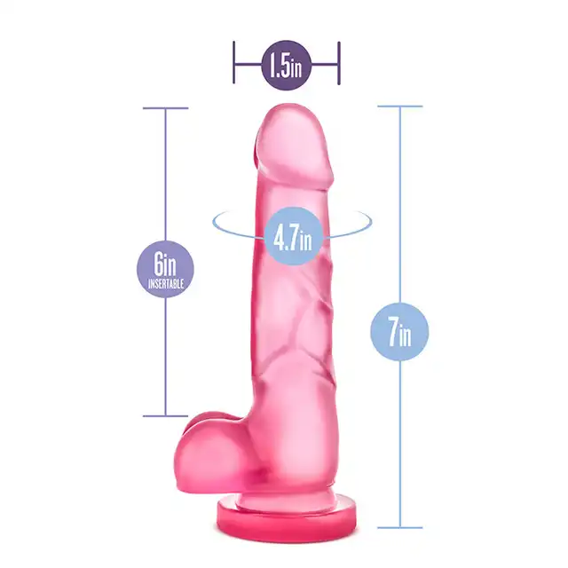 B Yours - Sweet N Hard 4 Pink. Miękkie różowe dildo z mocną przyssawką. Słodycz doznań 