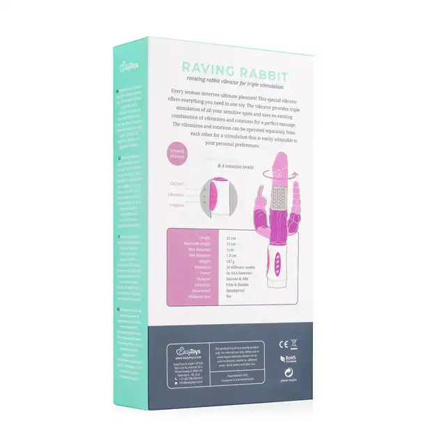Easy Toys - Raving Rabbit Vibrator. Potrójny wibrator waginalno-analny z rotującymi kuleczkami. G-spot. 2 silniki. 12 programów. Fantastyczny.