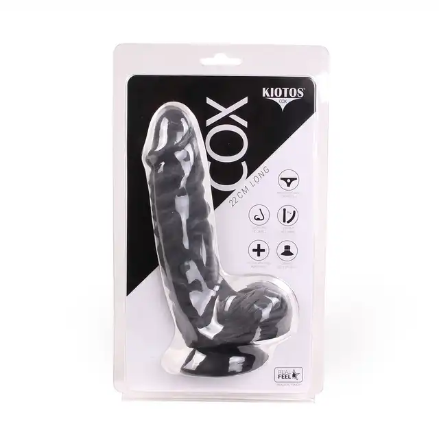 Kiotos Cox - Flesh 033. Czarne falowane dildo 22 cm