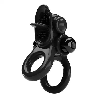 Pretty Love - Passionate Ring. Czarny pierścień z wibrującym języczkiem