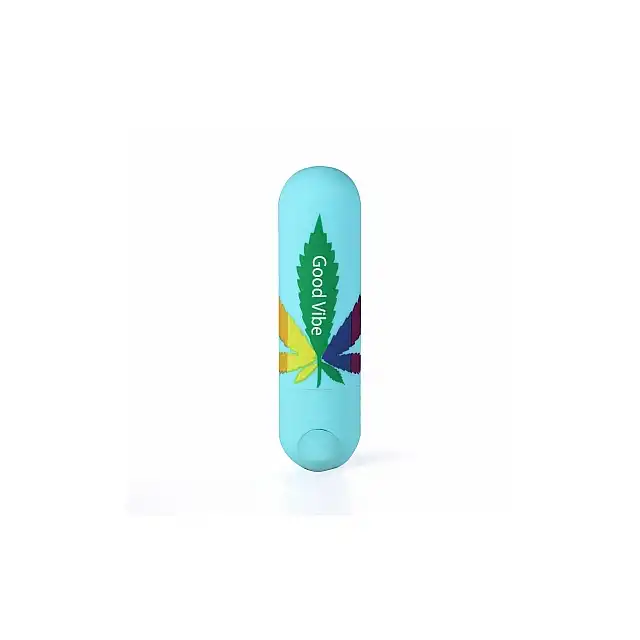 Maia Novelties - Jessi 420 Blue USB. Mini bullet z  liściem konopii