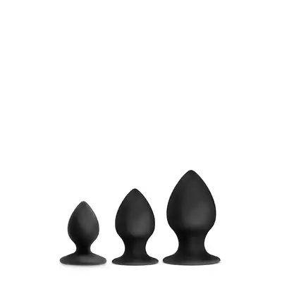 Luxe - Rump Rimmer Kit Black. Zestaw treningowych 3 korków analnych. Gładki silikon
