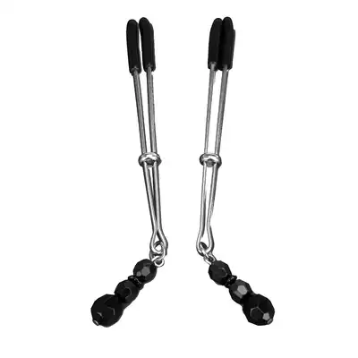 Steamy Shades - Tweezer Nipple Clamps. Regulowane klamerki na sutki z koralikami 