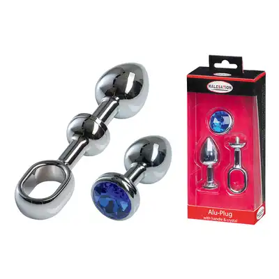 MALESATION Alu-Plug with handle &amp; crystal small, chrome