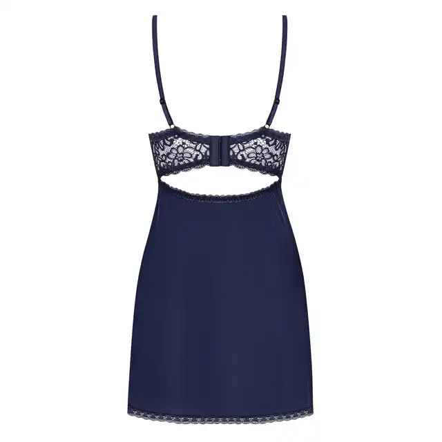 Obsessive - Drimera babydoll i stringi niebieska L/XL.Kusząca głębia granatu