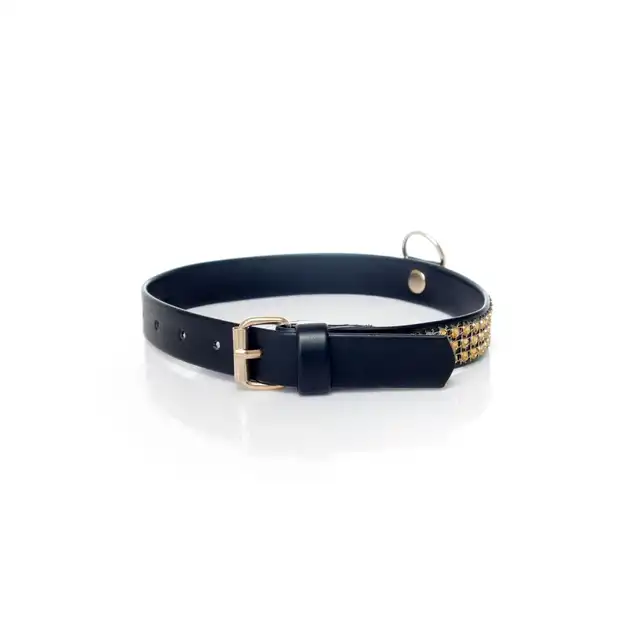Fetish Boss Series - Collar with Crystals. Złota obroża z kryształkami. Zabłyśnij przed swoim partnerem z kryształami na swojej szyi.