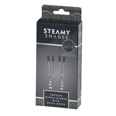 STEAMY SHADES Tweezer Nipple Clamps with Metal Beads