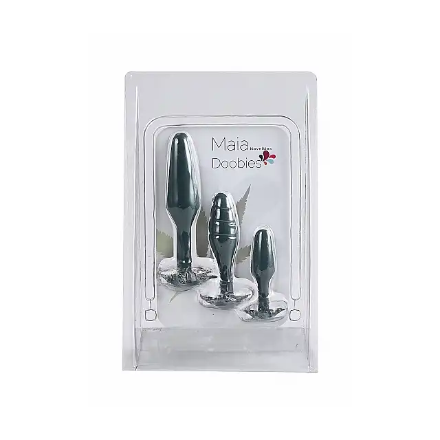 Maia Novelties - Doobies. Zestaw korków analnych. Kształt liści konopii na końcówkach