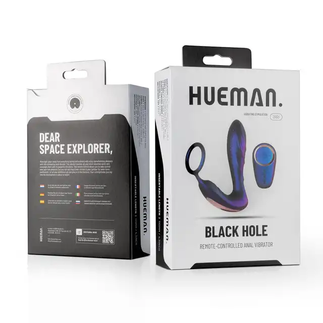 Hueman - Black Hole Anal Vibrator Cockring. Kosmiczny masażer prostaty z ringiem. 10 trybów