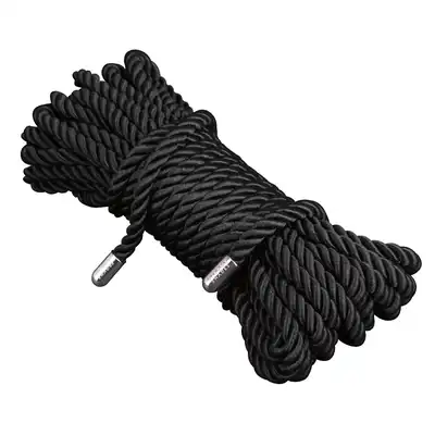 Steamy Shades - Black Rope 10 m. Gładka jedwabista lina z metalowymi końcami 
