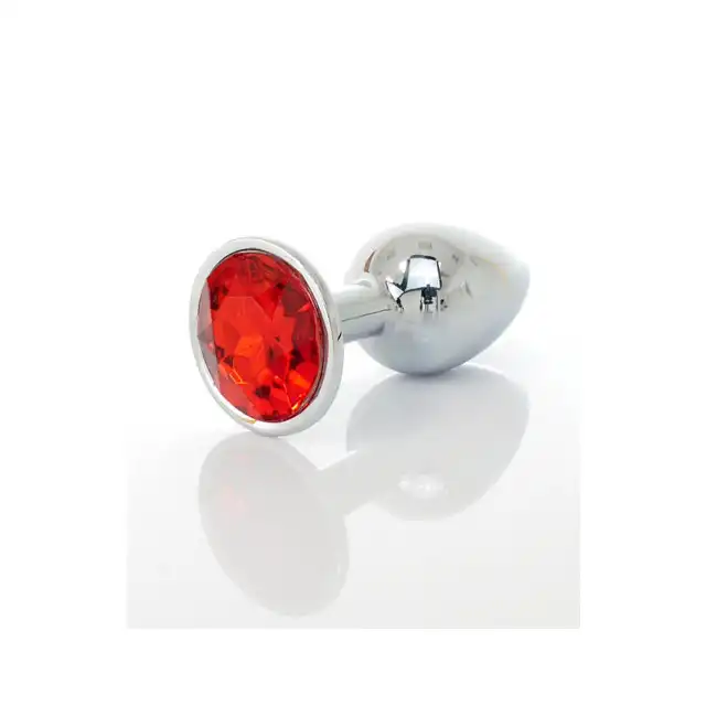 Jawellery PLUG - czerwony. Metalowa zatyczka analna z diamiencikiem