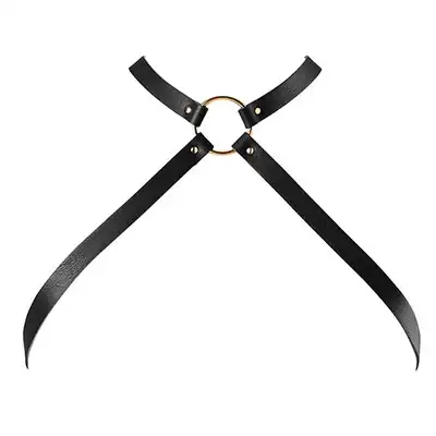 BIJOUX INDISCRETS - MAZE CHEST THIN HARNESS BLACK - Atrakcyjne, skórzane szelki. Mega sale!