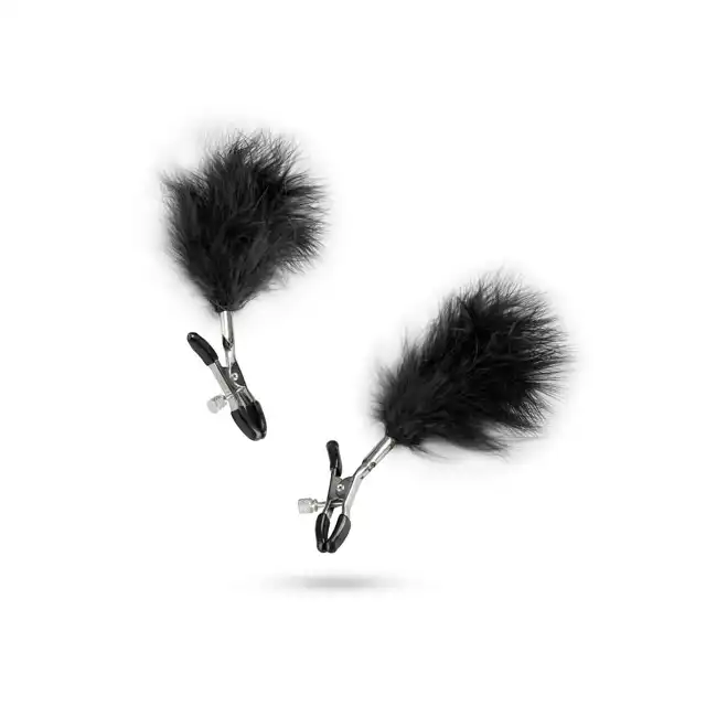 Easy Toys - Adjustable Nipple Clamps With Feathers - Klamerki na sutki z miękkimi piórkami