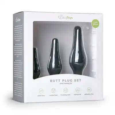 Easytoys Butt Plug Set - Zestaw 3 miękkich wtyczek - Mocne przyssawki i aksamitny silikon.