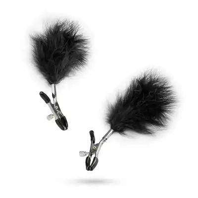 Easy Toys - Adjustable Nipple Clamps With Feathers - Klamerki na sutki z miękkimi piórkami