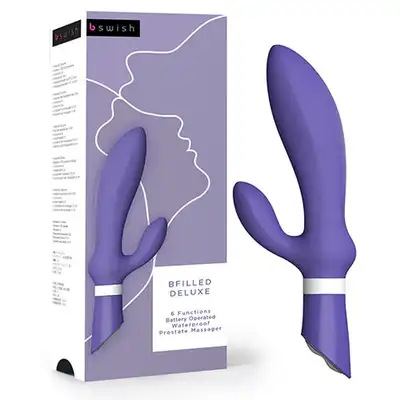 B SWISH - Bfilled Deluxe. Silikonowy, fioletowy wibrator do prostaty