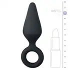 Easy Toys - Black Buttplugs - Aksamitna, silikonowa wtyczka z wygodnym uchwytem, roz. M