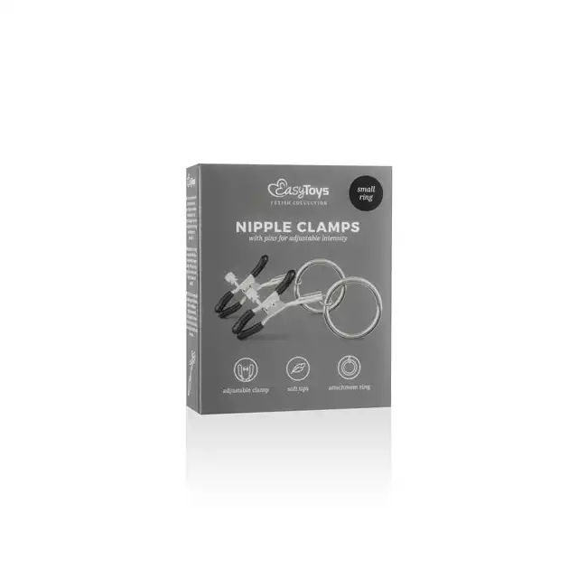 Easy Toys - Metal Nipple Clamps With Ring - Klipsy na sutki z kółkiem do łańcuszka