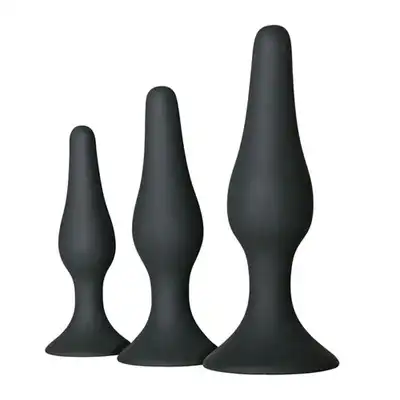 Easytoys Butt Plug Set - Zestaw 3 miękkich wtyczek - Mocne przyssawki i aksamitny silikon.