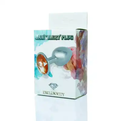 Jawellery PLUG - pomarańczowy. Metalowa zatyczka analna z diamiencikiem