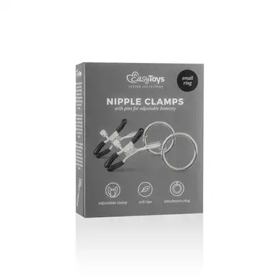 Easy Toys - Metal Nipple Clamps With Ring - Klipsy na sutki z kółkiem do łańcuszka