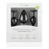 Silicone Buttplug Set with Diamond - Black - Zestaw 3 szt aksamitnych wtyczek z kryształkiem