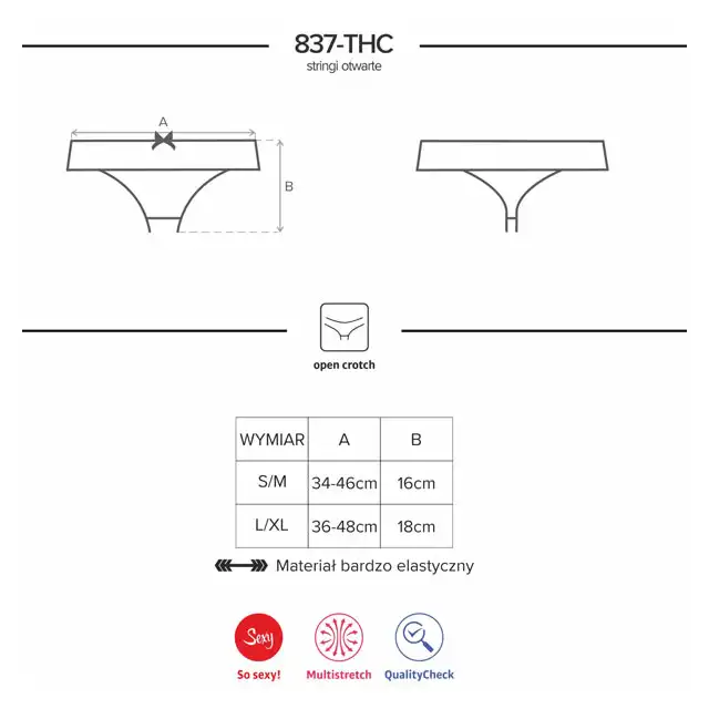 Obsessive - 837-THC-1 Stringi otwarte. Rozmiar S/M
